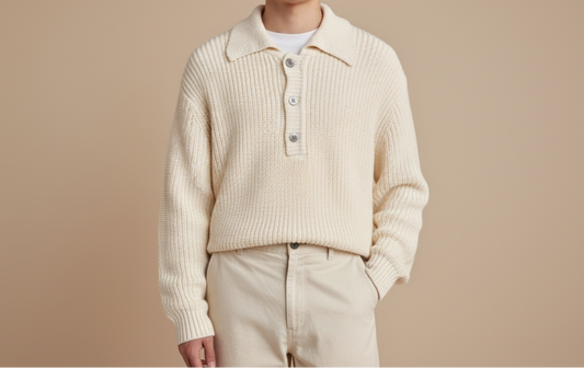 MEN LONG SLEEVE RIBBED SWEATER